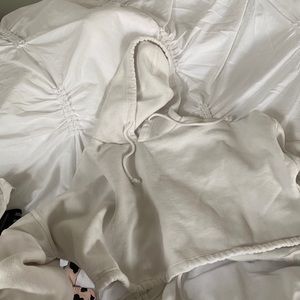 Top shop white cropped hoodie